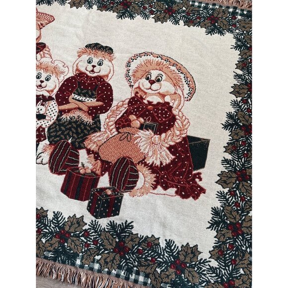 Christmas Bunny Family Tapestry Throw Blanket 46 x 59 Inches Cotton Goodwin Weav - Picture 3 of 6